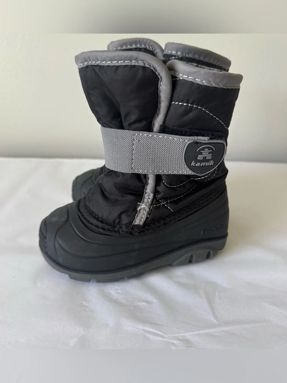 KAMIK Size 6 Toddler Boys Black Fur Lined Winter Pull On Boots